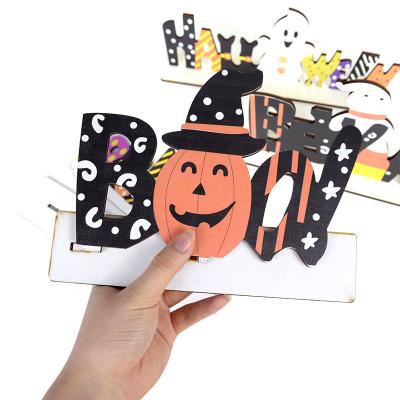 China China Wooden Crafts Personalized Custom Halloween Ornaments Decoration Ornaments Atmosphere Decoration for sale