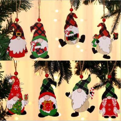 China New Christamas Home Decoration Gnomes Christmas Tree Hanging Ornament Merry Christmas Wooden Decor For Home Wall Christmas Tree Decor Pendants Set for sale