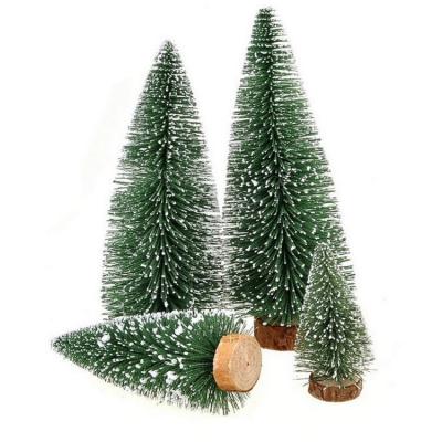 China European Sisal Cedar Desktop DIY Christmas New Year Decoration Home Christmas Wood Decorations Mini Christmas Tree Pine Needle for sale