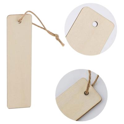 China USA DIY Wooden Craft Tags Hanging Ornaments with Holes for Christmas Decor Unfinished Wood Blank Bookmarks for sale