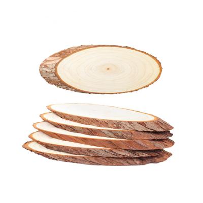 China USA 10-12 Inch DIY Crafts Country Rustic Oval Shape Wooden Tree Log Slices Oval Wood Slices For Painting Ornaments for sale