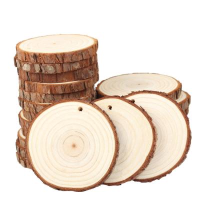 China USA Different Sizes 3.1-3.5 Inch Round Rustic Wedding Chrismace Wood Slices DIY Coaster Log Discs Wood Slices for sale