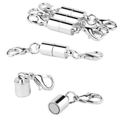 China Industrial Magnet Silver Cylindrical Magnetic Joints with Magnetic Lobster Clasps for Jewelry Bracelets and Necklaces for sale