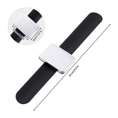 China Industrial High Quality Black Silver Silicone Magnetic Wrist Pin Holder Cushions For Sewing for sale