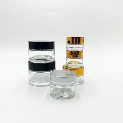 China Cosmetic transparent glass jar with lid for cosmetic for sale