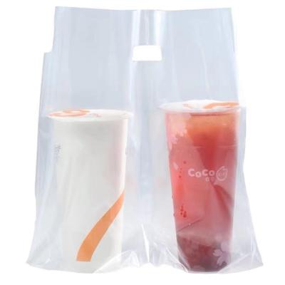 China Disposable Custom Logo Beverage Cup Carry Bag Disposable Clear Plastic Doggie Bag for sale