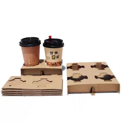 China Disposable Take Away Craft Paper Cup Holder Plastic Coffee Cup Holders for sale