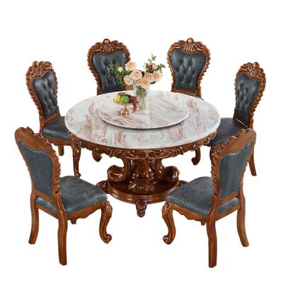 China The other European style dining table marble round table and chair combination solid wood with turntable dining table for sale