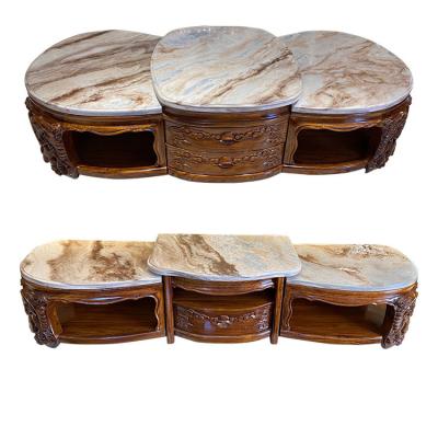 China Other Coffee Table TV Cabinet Carved High End Villa Living Room All Solid Wood Marble Furniture for sale