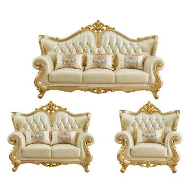 China Other sofa 123 European leather combination solid wood carved large family villa luxury American style sofa high-grade living room for sale