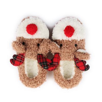 China Fashion Trend Christmas Plush Deer Customizing Shoe Knocks Striped Soft Women's Slipper Winter Warm Bedroom Shoes for sale