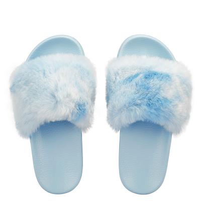 China Wholesale Fur Slippers Ladies Women Rabbit Mule Outdoor Custom Mink House Slipper Luxury Indoor Designer Faux Fur Slippers Fashion Trend for sale