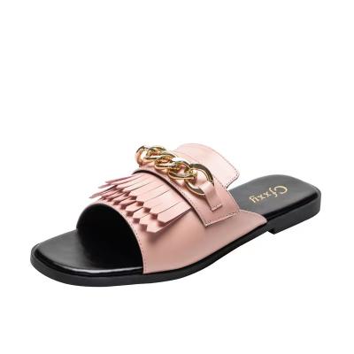 China Fashion Trend Designer Famous Brands Summer Shoe Woman Sandal Heel Women Shoes Trim Leather Jelly Womens Flat Sandals for sale