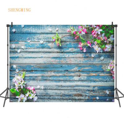 China Blue Wooden Seamless Rustic Wedding Flower Floor Baby Photography Backdrop for sale