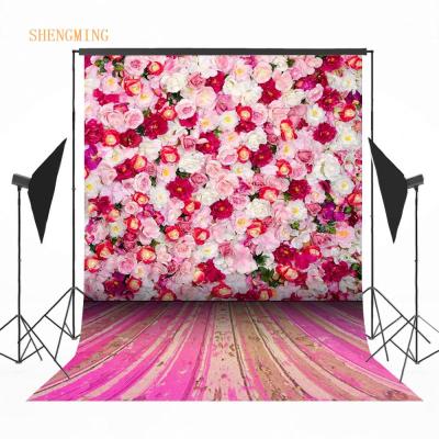 China Valentine's Day Seamless Romantic Flower Printed Photography Background Pink Wall Printing Fabric Photo Backdrops for sale