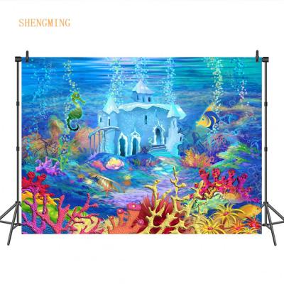 China Seamless Cartoon Background Water Castle No Wrinkles Newborn Baby Photography Backdrops Photo Backgrounds For Children for sale