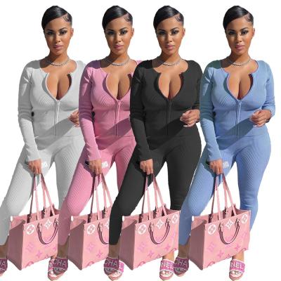 China Breathable 2021 Breathable Tracksuit Fashions Ribbed Yoga 2 Piece Set Women 2 Piece Joggers for sale