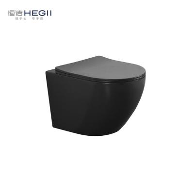 China HEGII Reservoir Ware HEGII Modern European Toilet Bowl Wall Mounted Concealed Ceramic WC Toilet Bowl Wall Mounted Matte Black Wall Hung Toilet for sale