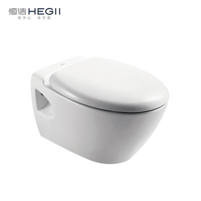 China Double-Flux HEGII Sanitary Ware European Back To Wall Mounted White Ceramic Wall Mounted WC Toilet Bowl Trap Wall Concealed Cistern P Hung Toilet for sale