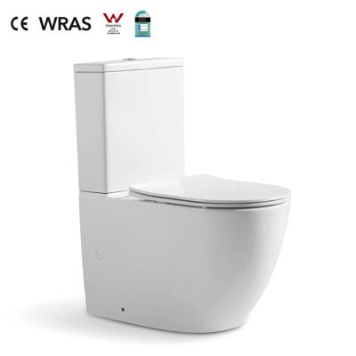 China Rimless Australian Ceramic Double-Flow HEGII 2 Watermark CE Certificate P Two-Piece Toilet Bowl Wc Trap Bathroom Toilet Bowl for sale