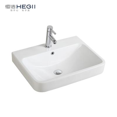 China HEGII Modern Commercial Sanitary Ware Rectangle Ceramic Countertops Cabinet Art Hand Wash Basin Bathroom Sink for sale