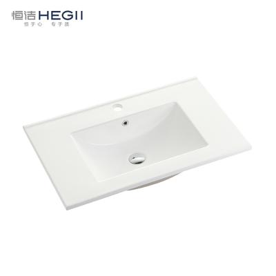 China HEGII Modern Modern Hotel Solid Surface Ceramic Above Cabinet Single Basin Bathroom Vessel Vanity Top Sink for sale