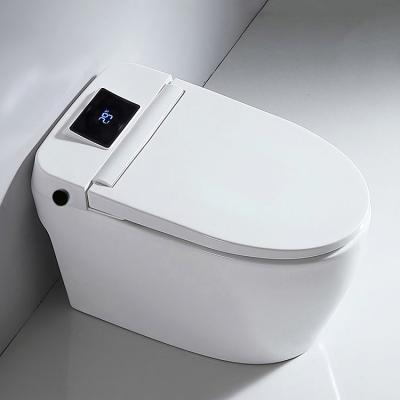 China New Bathroom Automatic Operation Foot Sensor Cheap Oval Ceramic Electric Smart Automatic Bidet Wc One Piece Smart Toilet With Bidet for sale