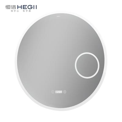 China HEGII Home Touch Screen Modern Round Wall Bathroom Enlargement Smart Led Mirror with Lights for sale