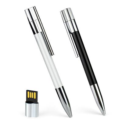 China HOT NEW MODEL 2021 Metal Custom Logo Pen Shape Usb Stick 4GB 8GB 16GB 32GB 64GB 128GB Flash Drive for sale