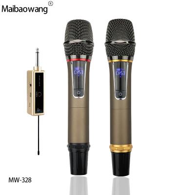 China Professional Handheld Metal 2 UHF Wireless Portable Handheld Microphone for Home for sale