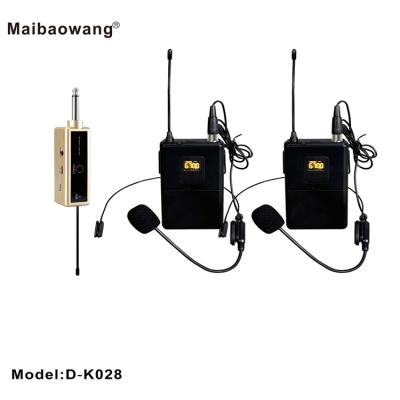 China Headset Microphone OEM Factory Headset 2 Radio Microphone With 1 Wireless MIC Receiver Lapel For Teach Conference Meeting for sale