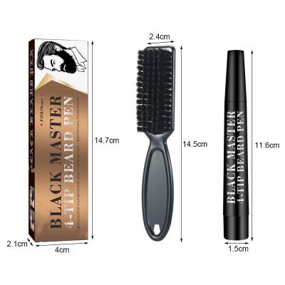 China Durable Natural Barber Pencil Brush Mustache Repair Beard Filler Pens Kit Male Black Lead Waterproof High Quality Solvent Proof Finisher for sale