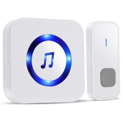 China Modern Waterproof Wireless IP55 Door Bell with 55 Chimes, 5-Level Volume and Blue Light for Home, Office Door Chime Kit for sale