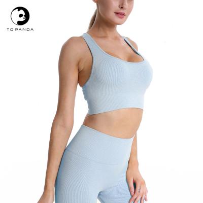 China Seamless Beautiful New Yarn Back Shockproof Bra And Leggings Sports Yoga Fitness Suit Workout Yoga Two Piece Set for sale