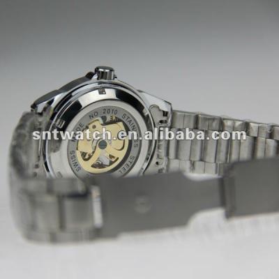 China Full Calendar Men's Skeleton Mechanical Watch, Stainless Steel Band for sale