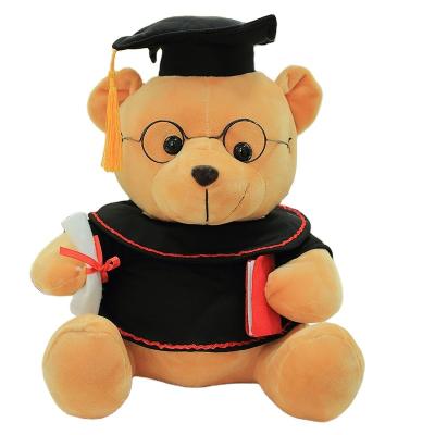 China Glass bachelor hat China factory custom hot selling cute bears using stuffed hats and glasses and plush toys can be used as gifts for sale