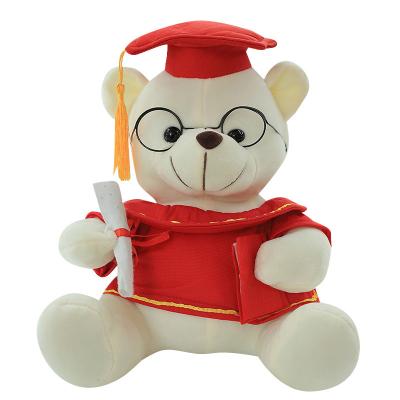 China Glass Bachelor Hat Factory Cartoon Animal Promotional Soft BearDoll Wholesale Custom Stuffed Plush Toy for sale