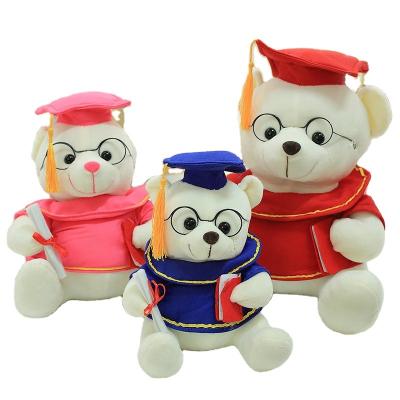 China Glass Bachelor Hat Factory Direct Sales Graduation Season Bear with Glass Stuffed Plush Toy Bear and Plush Toy Animal Gifts For Kids for sale