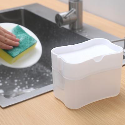 China New Multifunctional Foam Soap Dispenser Kitchen 2-in-1 Design Sponge Soap Pump Dispenser and Sponge Holder for sale