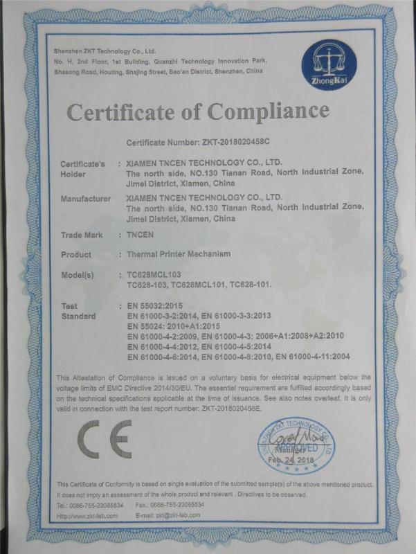 CE - Xiamen Tncen Technology Co., Ltd.