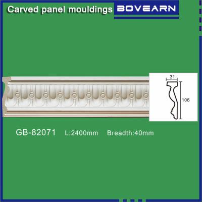 China Polyurethane Carved Panel Mouldings/ Chair rails/ 106mm white primed color customized OEM accepted for sale