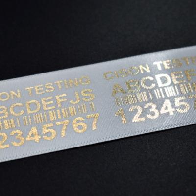 China Sustainable Satin Label With Gold Ribbon Printing In Roll Factory Price Hot Sales Taffeta Textile Label for sale