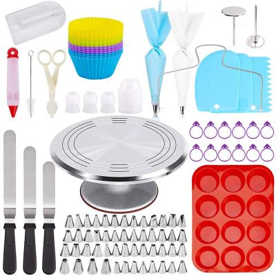 China Wholesale 148pcs Workable Aluminum Alloy Turntable Cake Decorating Kits Customized Baking Tool Kit for sale