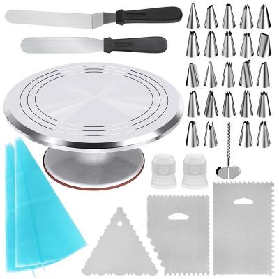 China Sustainable Hot Sale Aluminum Alloy Turning 35 Pieces Cake Decorating Kit Baking Tools Set for sale