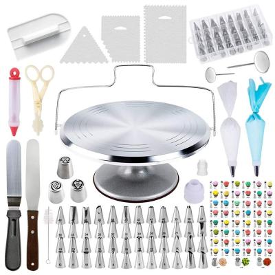 China Wholesale Viable High Quality Aluminum Turntable Rotating Rack 78 Pieces Cake Decorating Kit Baking Tools Set for sale