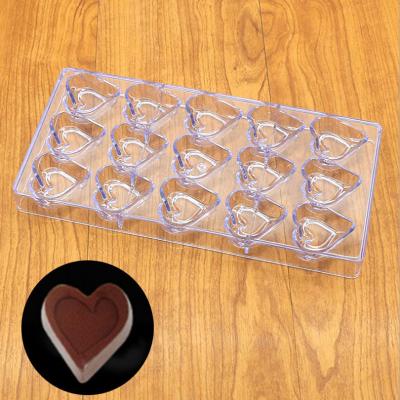 China Viable Heart Shape 15 Cavities Fondant Cake Candy Molds 3D Clear Plastic Chocolate Mold For Baking Tools for sale