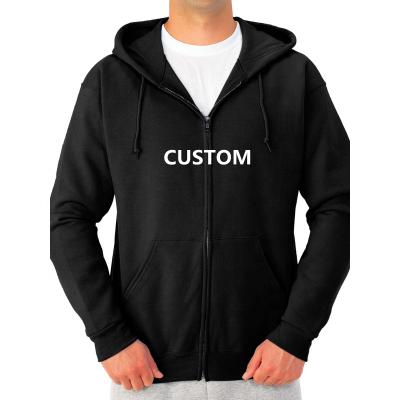 China 100% cotton men's black hoody anti-shrink simple heavy gray plain white custom 100% graphic zip up oversized sweatshirt hoodie with zipper for sale