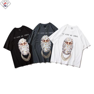 China Anti-wrinkle trend hip-hop T-shirt dark graffiti printing European and American trend hip-hop T-shirt loose short-sleeved men for sale