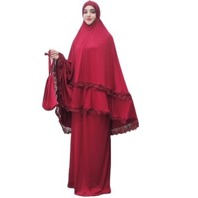 China Abaya Turkey Dubai Islam Muslim Ethnic Clothing Canvas Hijab Muslim Clothing 2 Piece Set for sale