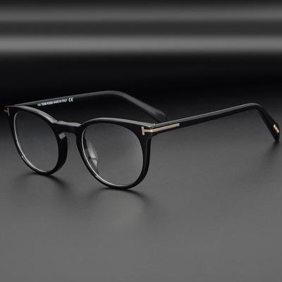 China All Tortoiseshell TF6123 Acetate Round Glass Frame Tom Black Frame Optical Glass Frame for sale